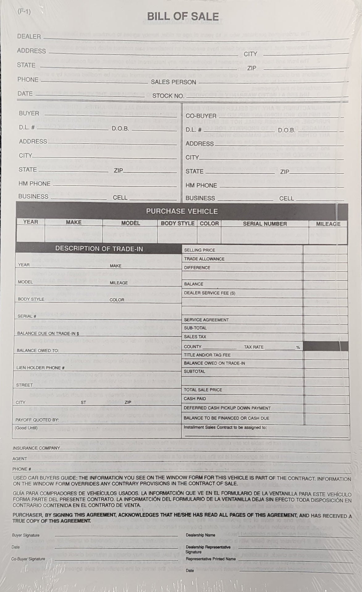 Car Dealer Bill of Sale