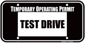 Customizable auto dealer drive-out tags for temporary vehicle identification