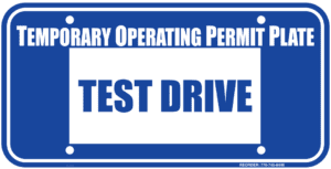 Customizable auto dealer drive-out tags for temporary vehicle identification