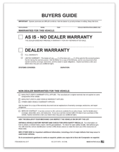exterior buyer's guide sticker no lines in the middle