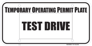 Customizable auto dealer drive-out tags for temporary vehicle identification