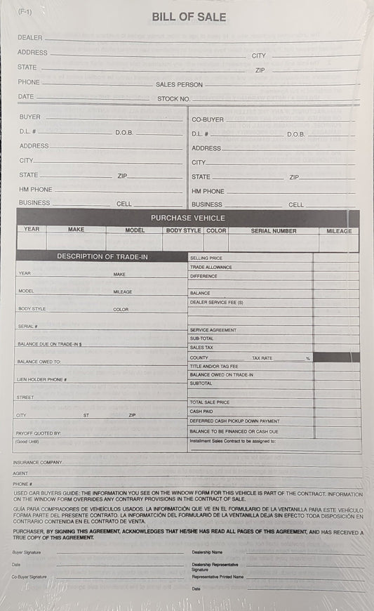 Car Dealer Bill of Sale