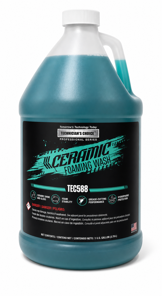 technicians choice ceramic foaming wash green liquid in a gallon tech588