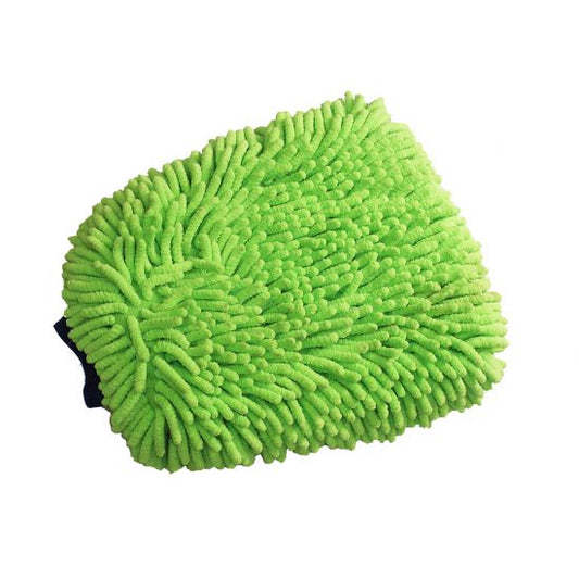 green microfiber chenille wash mitt 9 by 11 inch with cuff