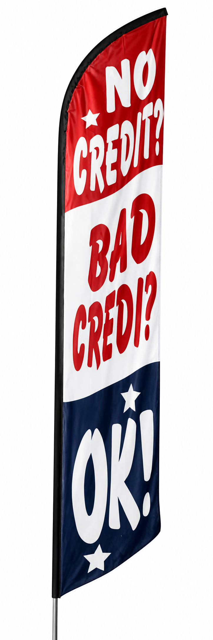 No credit bad credit ok swopper flag american flag colors red white and blue 12 feet tall