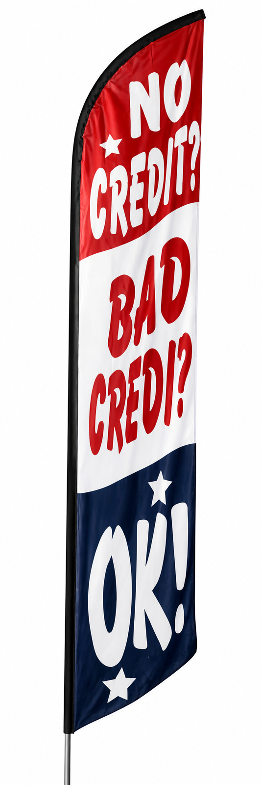 No credit bad credit ok swopper flag american flag colors red white and blue 12 feet tall