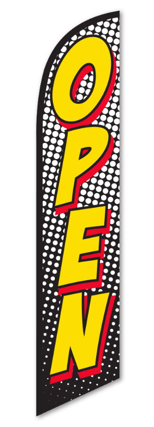 swooper banner flag open yellow/ red on black 12 ft