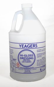 Yeager's High Gloss white Dressing water based formula cleans and shines 
