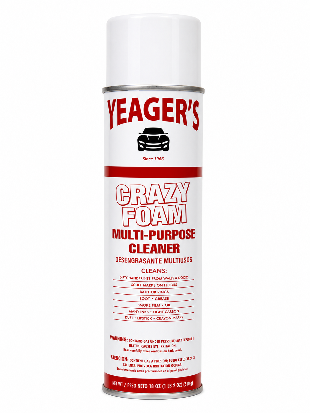 yeagers crazy foam multi purpose cleaner in spray can